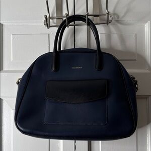 Vera Bradley Bowling Navy Satchel with Black Trim
